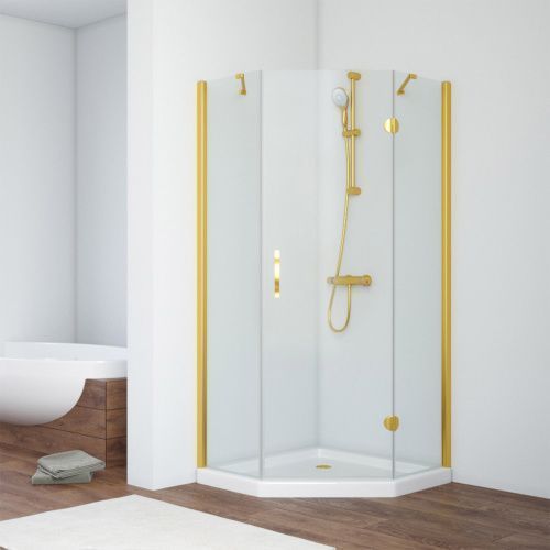 Душевой уголок Vegas-Glass AFA-Pen TUR+NOVO AFA-Pen TUR NOVO h1890 110 09 crystalvision R 110х110 стекло прозрачное профиль золото глянцевое без поддона