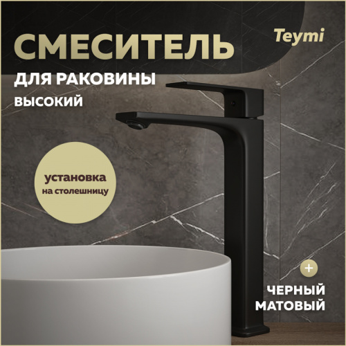 Смеситель Teymi T10260 на столешницу черный матовый Смеситель Teymi T10260 на столешницу черный матовый