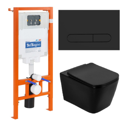 Комплект унитаз с инсталляцией с клавишей смыва BelBagno ARDENTE-C BB3202CHR-MB/BB3202SC-MB/BB002-80/BB007-PR-NERO.M
