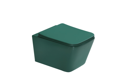 Унитаз подвесной SantiLine SL-5007G цвет зеленый матовый с сиденьем микролифт безободковый смыв воронка-водоворот