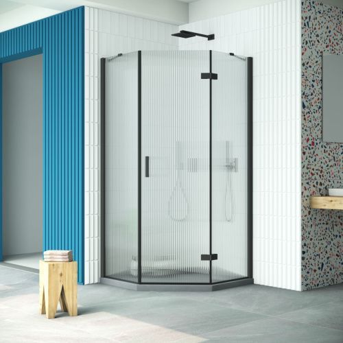 Душевой уголок Vegas-Glass AFA-Pen Retta AFA-Pen Retta 90 02М Moru R 90х90 стекло рифленое профиль черный без поддона