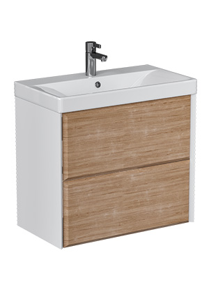 Тумба под раковину Velvex GESSO tpGES.70.2Y-25.21 69х39х59 подвесная цвет белый/дуб сонома