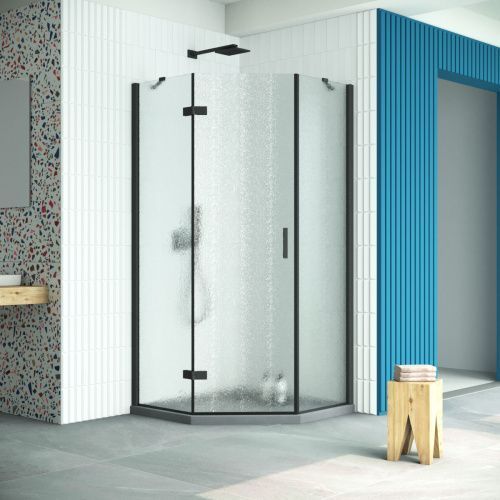 Душевой уголок Vegas-Glass AFA-Pen Retta AFA-Pen Retta 90 02М 02 L 90х90 стекло рифленое профиль черный без поддона