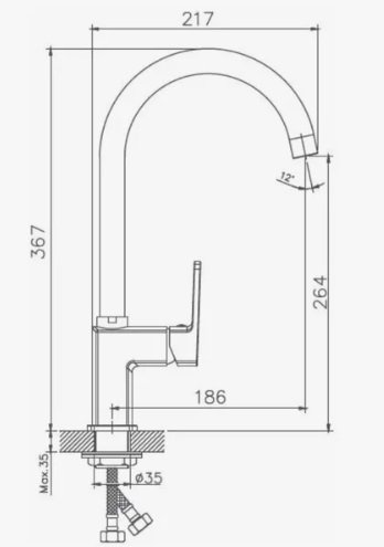 Смеситель для кухни D-Lin D155368 на мойку хром - фото 2