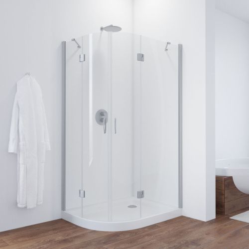 Душевой уголок Vegas-Glass AFS-F TUR+NOVO AFS-F NOVO 90*80 07 crystalvision R 90х80 стекло прозрачное профиль хром без поддона