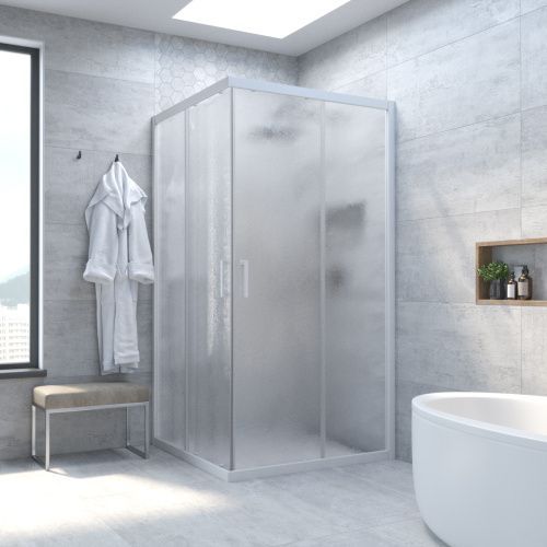 Душевой уголок Vegas-Glass ZA TUR+NOVO ZA NOVO h2000 110 01 02 110х110 стекло рифленое профиль белый без поддона