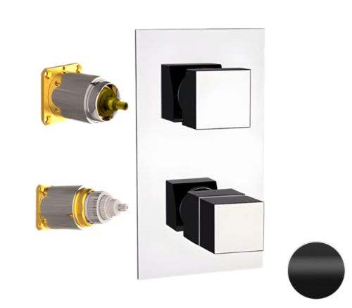 Смеситель для душа Remer Q-Elegance QT92KBNO встраиваемый в стену черный с термостатом