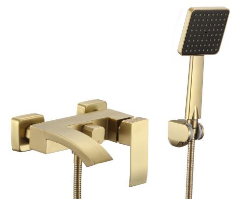 Смеситель для ванны и душа Fmark FS8624C настенный золото матовое