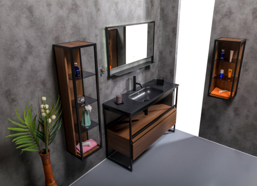 Раковина керамическая Armadi Art Vallessi 838-120-A 121х46 встраиваемая цвет черный 1 отверстие под смеситель