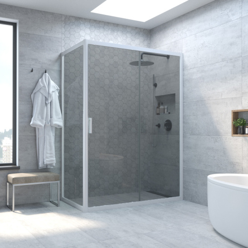 Душевой уголок Vegas-Glass ZP+ZPV TUR+NOVO ZP+ZPV NOVO h2000 155*85 01 07 155х85 стекло тонированное профиль белый без поддона
