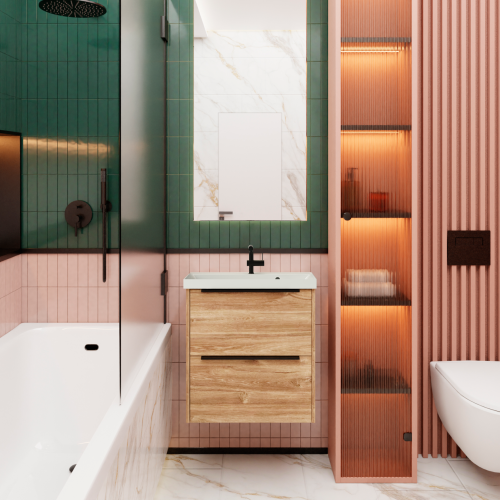 Тумба с раковиной La Fenice TESORO NFNC-01-TES-DKK-60-2-3-60 61х63х47 подвесная цвет коричневый