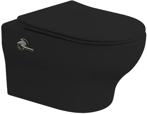 Унитаз подвесной Boheme Fiore 978-SET-2-B цвет черный матовый с сиденьем микролифт безободковый смыв торнадо