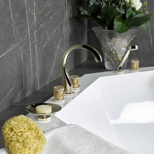 Смеситель THG Hirondelles Gold Stamped A4L-F30-1132SG на борт ванны золото