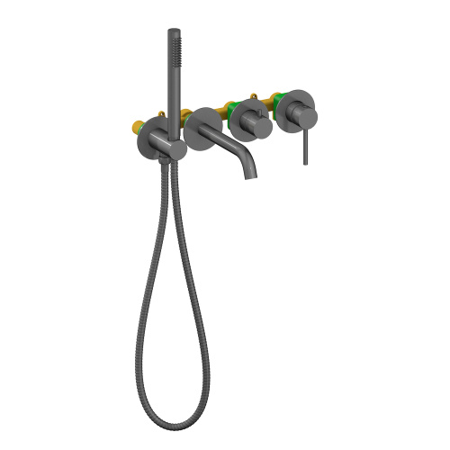 Смеситель для ванны и душа Timo Saona 2314/18YSM встраиваемый в стену черное золото без термостата