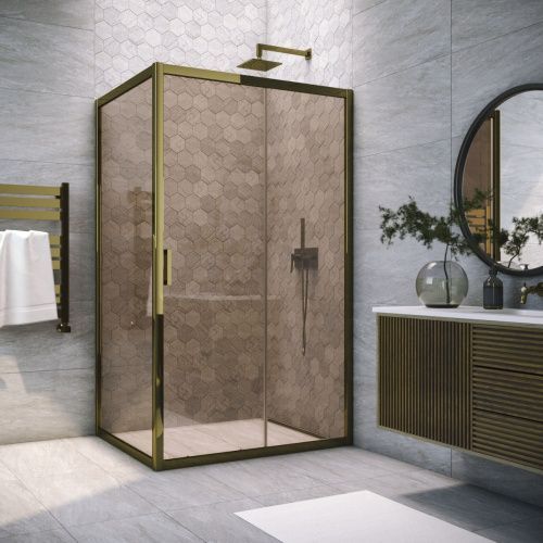 Душевой уголок Vegas-Glass ZP+ZPV TUR+NOVO ZP+ZPV TUR NOVO 100*70 05 05 100х70 стекло тонированное профиль бронза без поддона