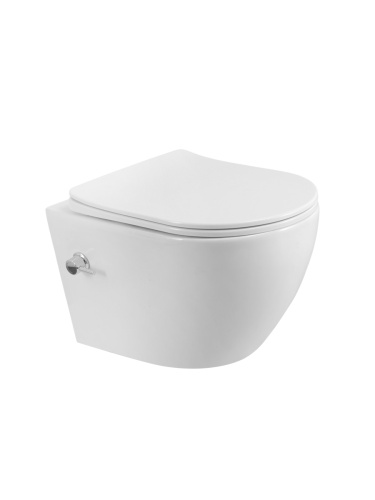 Унитаз подвесной с функцией биде и смесителем BelBagno MARINO BB7026CH-TOR-BS/SC белый с сиденьем микролифт безободковый смыв торнадо
