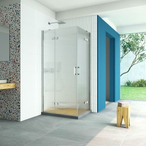 Душевой уголок Vegas-Glass AFA-F Retta AFA-F Retta 90*80 08 Moru L 90х80 стекло рифленое профиль хром без поддона