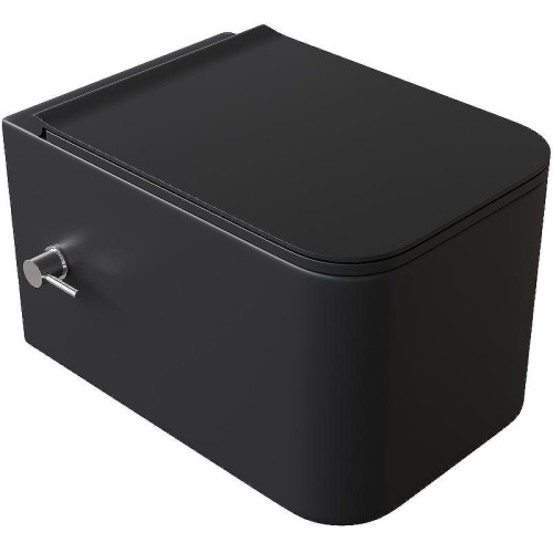 Унитаз подвесной Boheme Mane 970-SET-2-B цвет черный матовый с сиденьем микролифт безободковый каскадный смыв