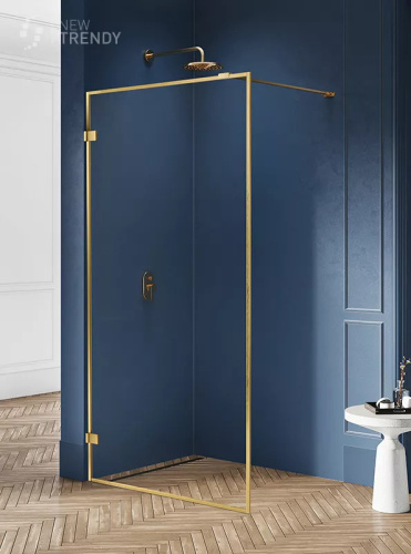 Душевая перегородка New Trendy AVEXA Gold EXK-3134 90х200 стекло прозрачное профиль золото брашированное
