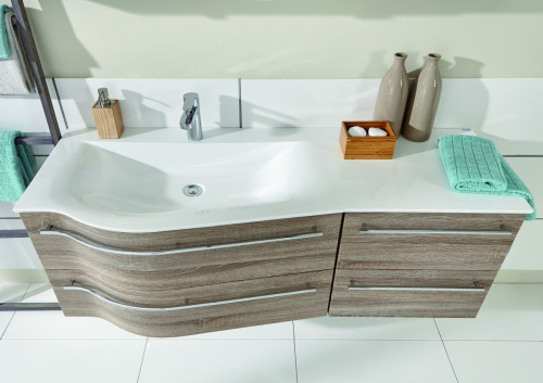 Раковина из минерального литья Puris Swing WMM522R21 120х51 накладная цвет белый 1 отверстие под смеситель