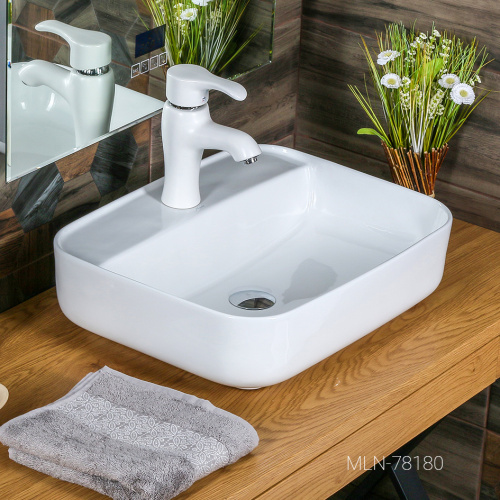 Раковина из сантехнического фарфора Melana 78180-805 51х41 накладная цвет белый 1 отверстие под смеситель