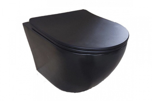 Унитаз Relisan WM 703 Black Гл000026452 черный с сиденьем микролифт безободковый каскадный смыв
