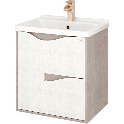 Тумба под раковину Onika Брендон 106138 60х40 подвесная цвет белый/бежевый