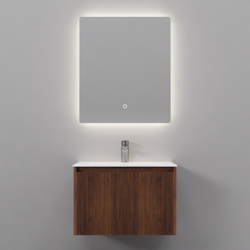 Тумба с раковиной зеркалом и смесителем ArtDecco Camilla (Камилла) ACM06W22S2MF 60x45x40 подвесная цвет черный орех