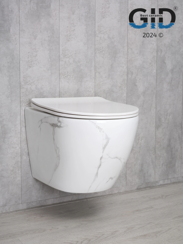 Унитаз подвесной Gid Convexo Ws2198 (СС) (62228Y) черный с декором