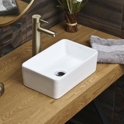 Раковина из сантехнического фарфора Melana 320319-805 36х23 накладная цвет белый без отверстий под смеситель