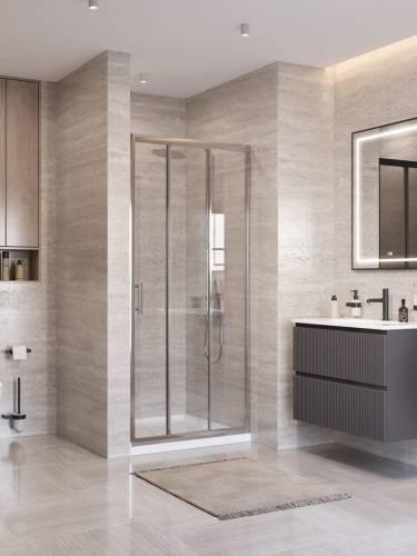 Душевая дверь BelBagno UNO-195 UNO-195-BF-3-80-C-Cr 80х195 стекло прозрачное профиль хром