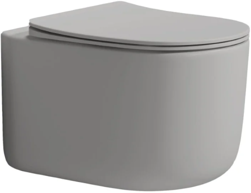 Унитаз подвесной Boheme Flow 969-SET-L цвет серый матовый с сиденьем микролифт безободковый смыв торнадо