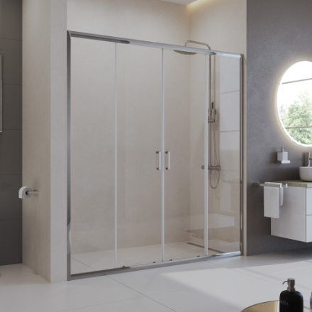 Душевая дверь BelBagno UNO-195 UNO-195-B-BF-2-180-C-Cr стекло прозрачное профиль хром глянцевый