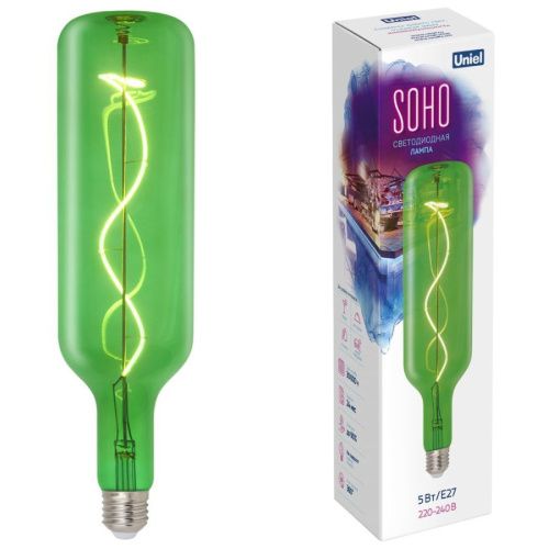 Лампа светодиодная Uniel Soho (Сохо) LED-SF21-5W/SOHO/E27/CW GREEN GLS77GR