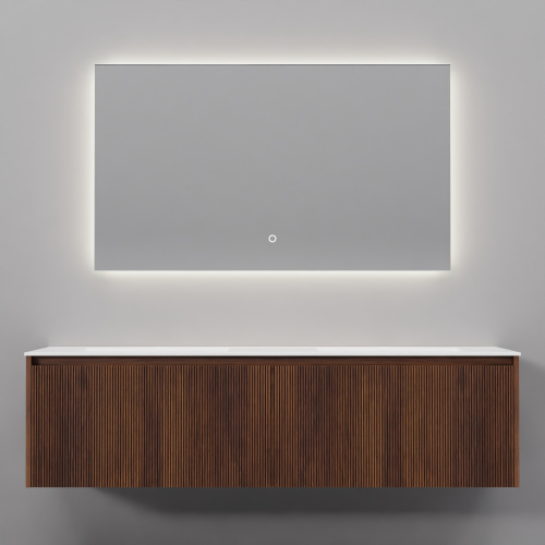 Тумба с раковиной+зеркало ArtDecco Camilla (Камилла) ACM15W22D2M0 150x45x40 подвесная цвет черный орех