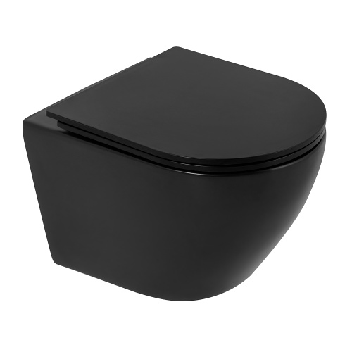 Унитаз подвесной BelBagno COLORATO BB062CHR-MB/BB062SC-MB черный с сиденьем микролифт безободковый каскадный смыв