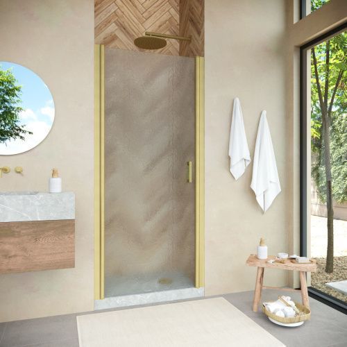 Душевая дверь Vegas-Glass EP NOVO EP NOVO 60 03 02 60х190 стекло рифленое профиль золото