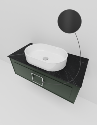 Тумба со столешницей La Fenice CUBO NFNC-01-CUB-G-100-3-GB 100х36х49 подвесная цвет серый/зелёный