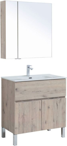 Комплект мебели: тумба с раковиной + зеркало-шкаф Aquanet Алвита New 00274217 81х46,5х170,3 напольный