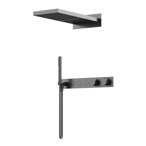 Душевая система Sancos Linn SC9023GG встраиваемая в стену цвет вороненая сталь