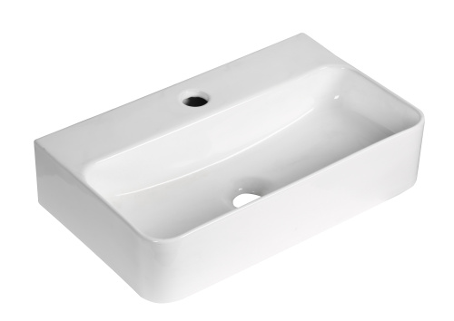 Раковина из сантехнического фарфора MILLEAU MIEL MU0072B-GW 45х28 накладная цвет белый глянцевый 1 отверстие под смеситель