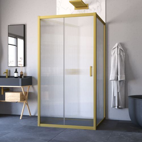 Душевой уголок Vegas-Glass ZP-U TUR+NOVO ZP-U NOVO h2000 100*100 03 Moru 100х100 стекло рифленое профиль золото без поддона