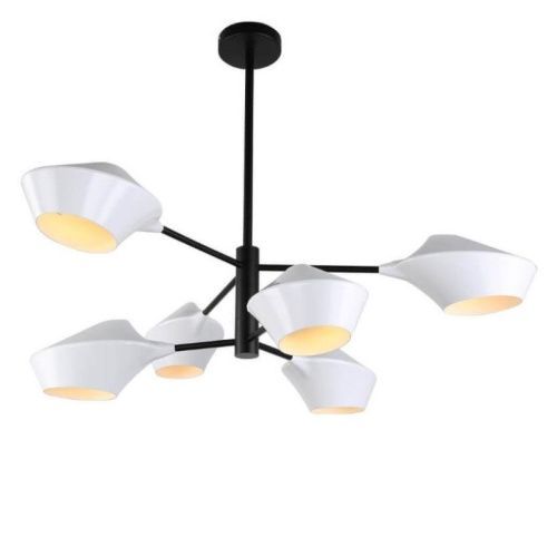 Люстра на штанге Lumina Deco ROMINA (РОМИНА) LDP 6037-6 WT+BK