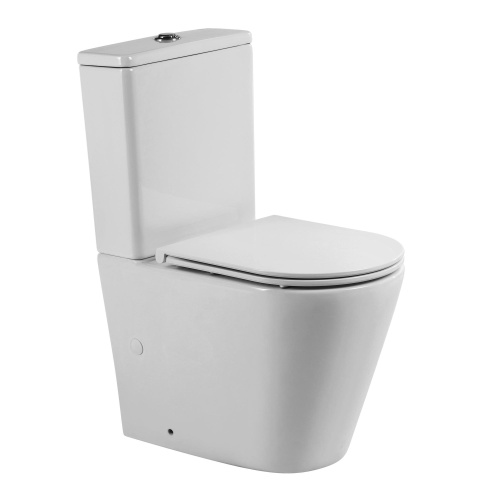Унитаз напольный с бачком BelBagno FLAY-R BB2149CP-TOR/BB2149T/BB870SC белый с сиденьем микролифт безободковый смыв торнадо