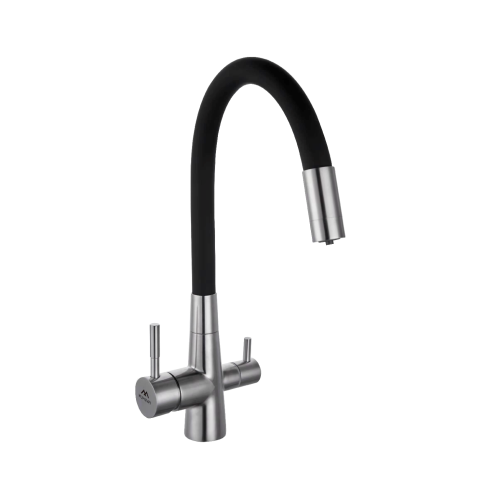 Смеситель для кухни Fashun A54029-7 на мойку сатин/черный