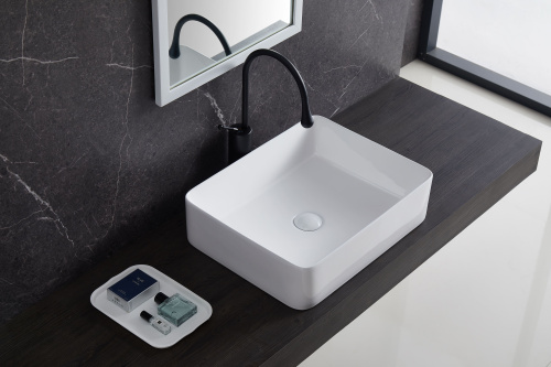 Раковина из сантехнического фарфора Sintesi SIN-LVB-APP-401 48х37 накладная цвет белый