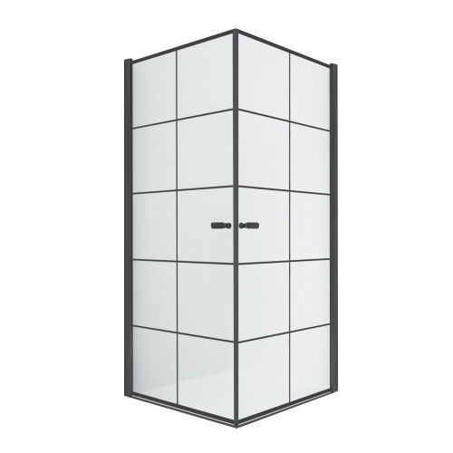 Душевой уголок New Trendy NEW SOLEO Black D-0285A/D-0285A 90х90 стекло прозрачное профиль черный без поддона
