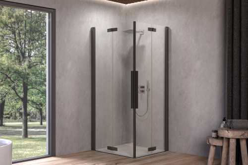 Душевой уголок Kolpa-San POLARIS 516120 80х80 стекло прозрачное профиль черный без поддона