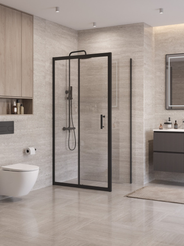 Душевой уголок BelBagno UNO-195 UNO-195-AH-1-110/90-C-NERO 110х90 стекло прозрачное профиль черный без поддона