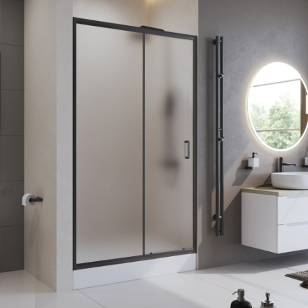 Душевая дверь BelBagno UNO-195 UNO-195-B-BF-1-120-P-NERO стекло рифленое профиль черный